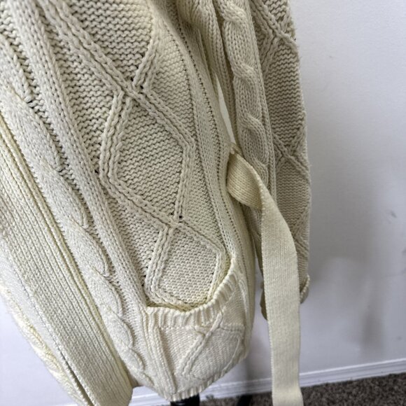 Vintage Kari Lynn Woman M Open Cardigan Belted Cable Knit Sweater Fisherman 70s - Picture 6 of 7